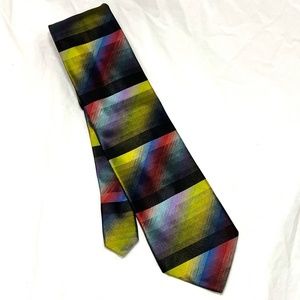 Gorgeous FRATELLI MODA Vintage Multicolor Silk Tie - Yellow, Red, Blue, Purple